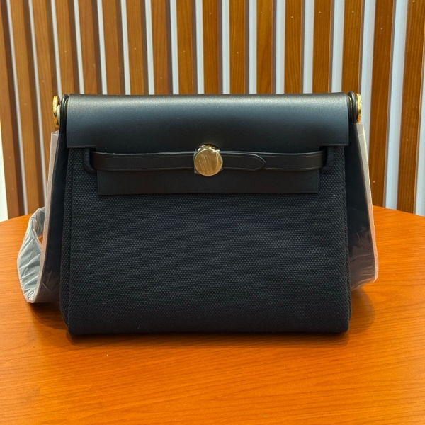  【エルメス HERMES】エールバッグジップ ミニ 20 ブラック (89) ヴァッシュハンター トワルアッシュ ゴールド金具 (100％マシン)